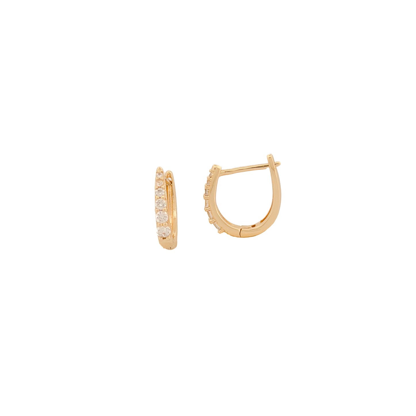 HUGGIE ORO LAMINADO FORMA U CON PIEDRAS