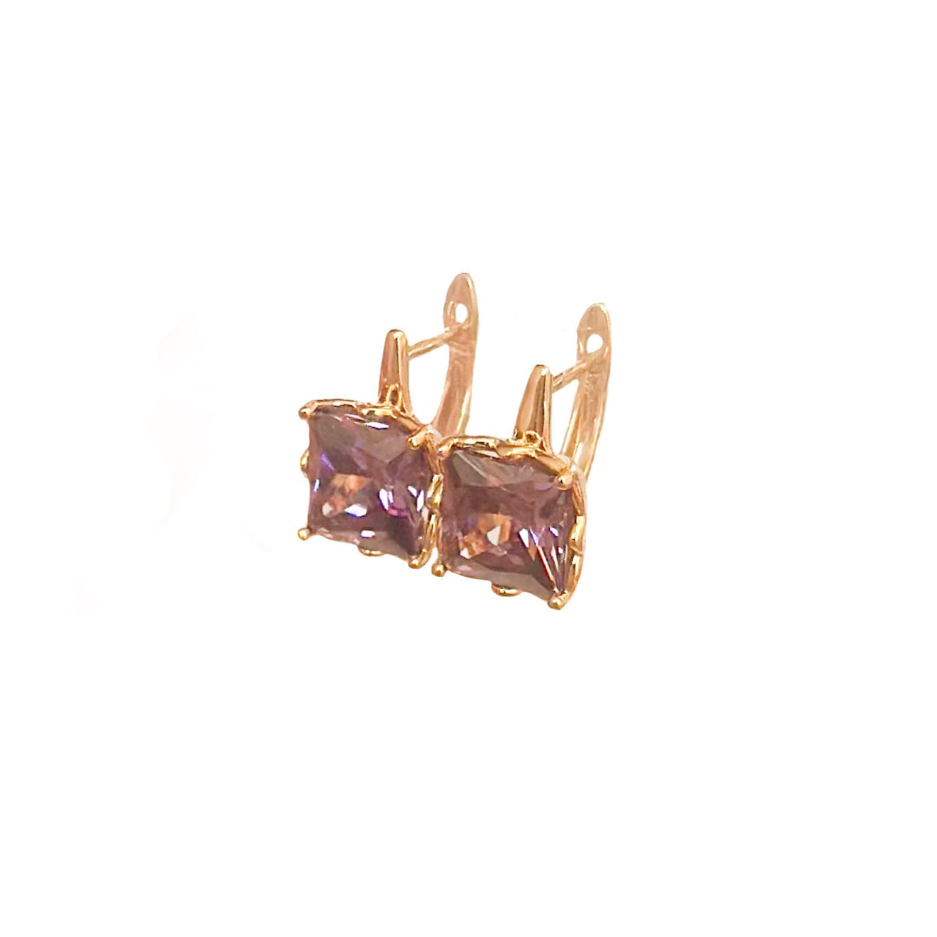 ARETE ORO LAMINADO 18K PIEDRA MORADA