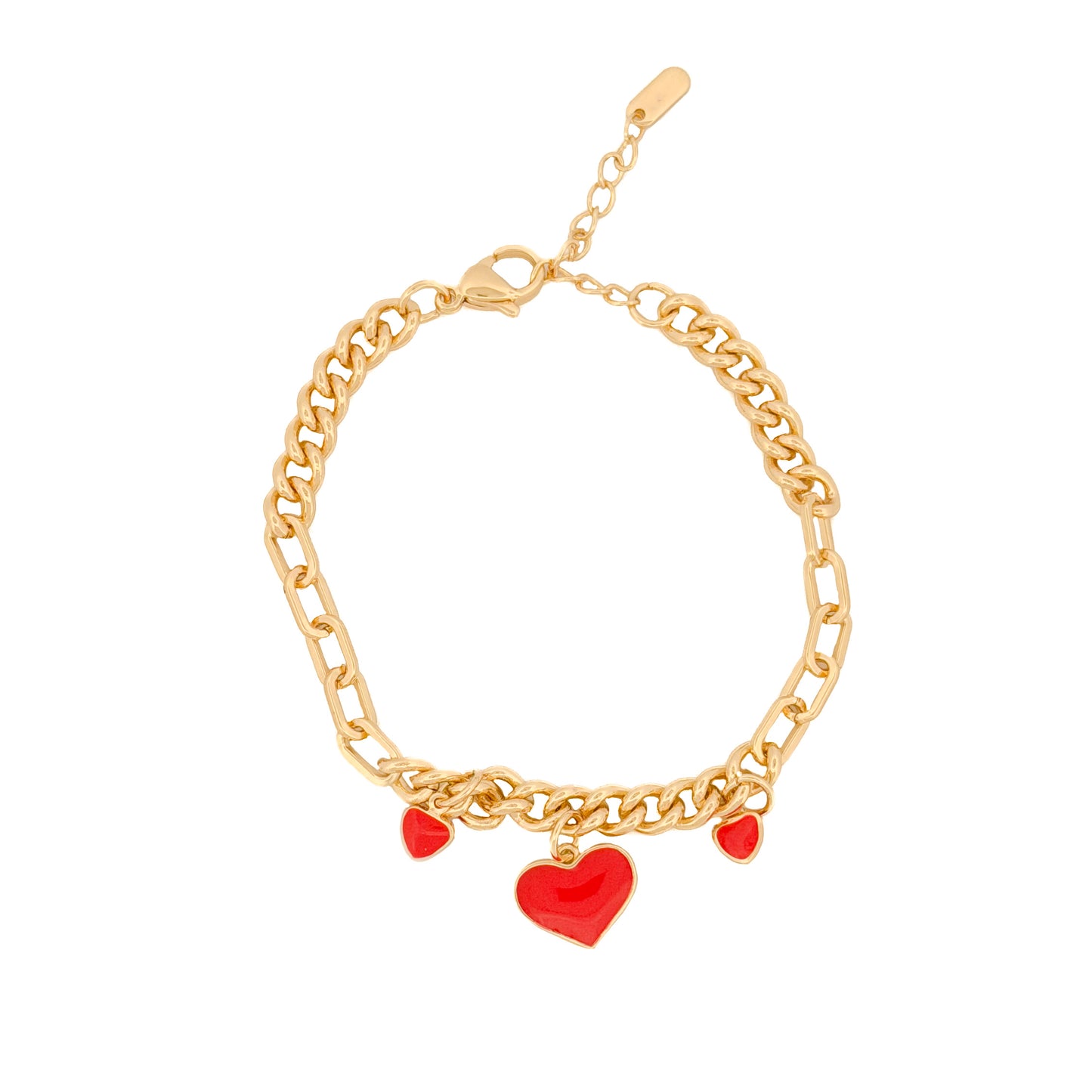 PULSO ORO LAMINADO TRES CORAZONES