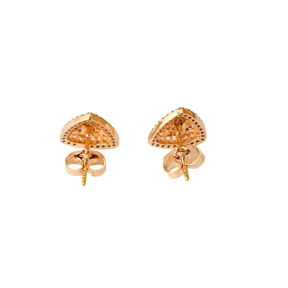 ARETE ORO LAMINADO 18K TRIANGULO CON DISEÑO DE HOJAS