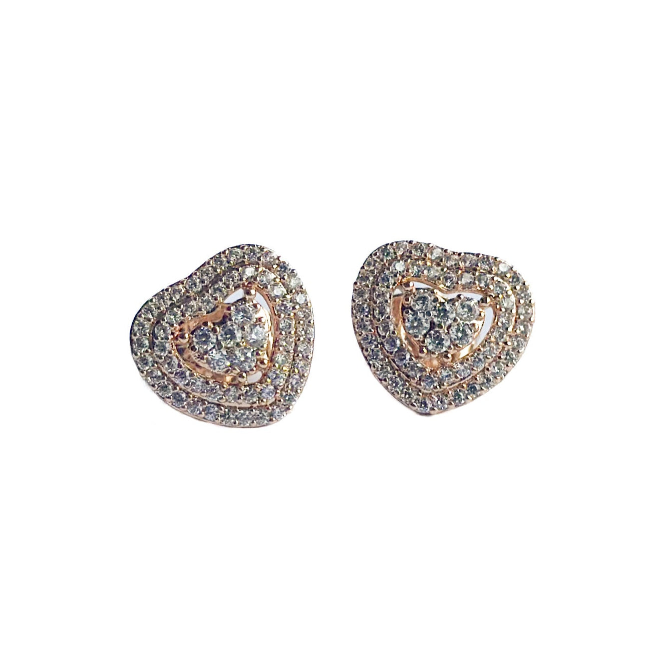 ARETE ORO LAMINADO 18K CORAZON CON PIEDRAS