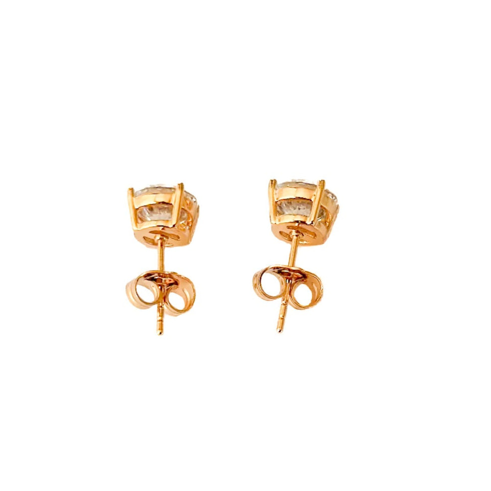 ARETE ORO LAMINADO 18K PIEDRA CIRCULAR BLANCA GRANDE