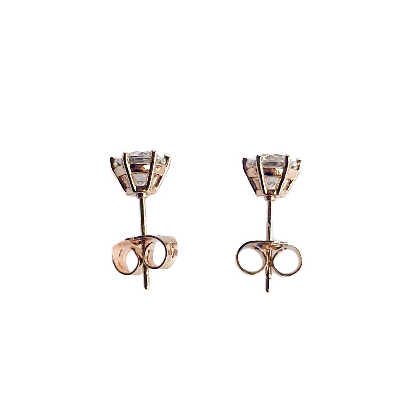 ARETE ORO LAMINADO 18K PIEDRA CIRCULAR BLANCA MEDIANO