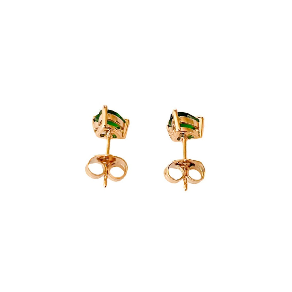 ARETE ORO LAMINADO 18K PIEDRA CORAZON VERDE