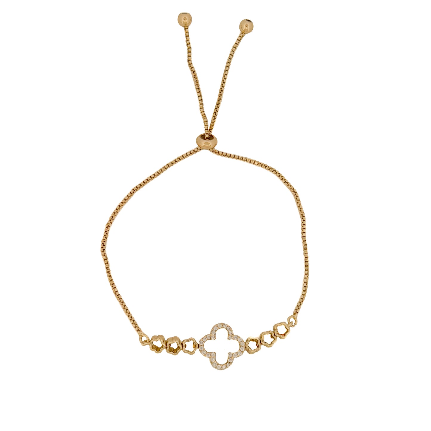 PULSO ORO LAMINADO AJUSTABLE CONTORNO DE TRÉBOL