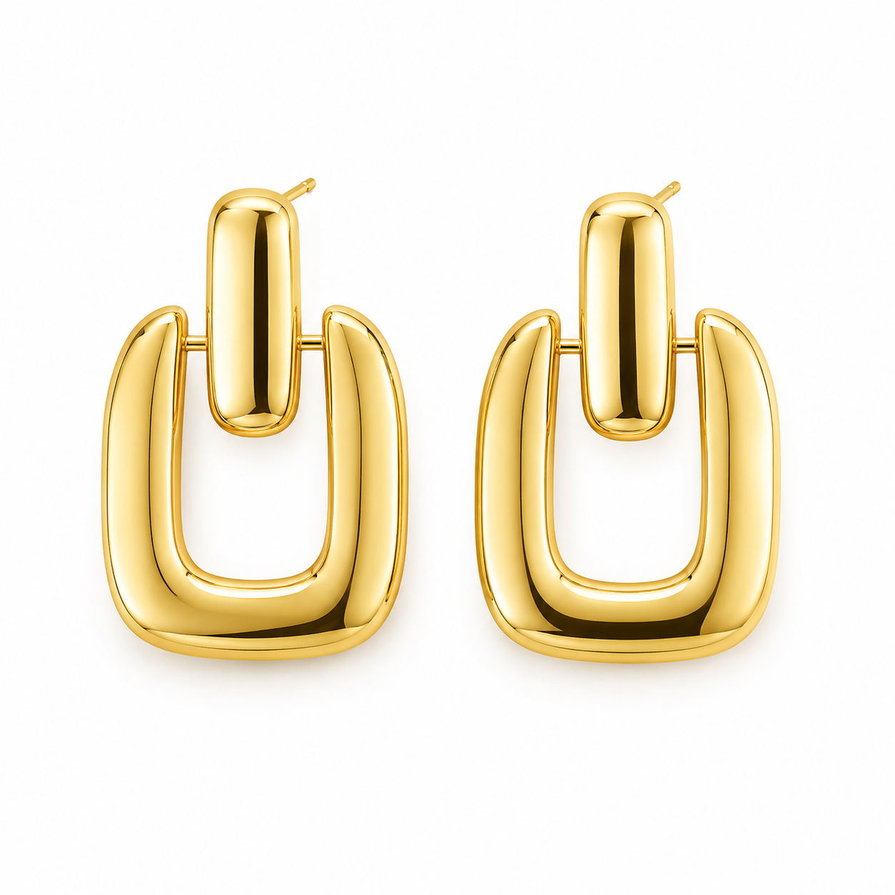 ARETE ORO LAMINADO RECTANGULO CON U COLGANTE