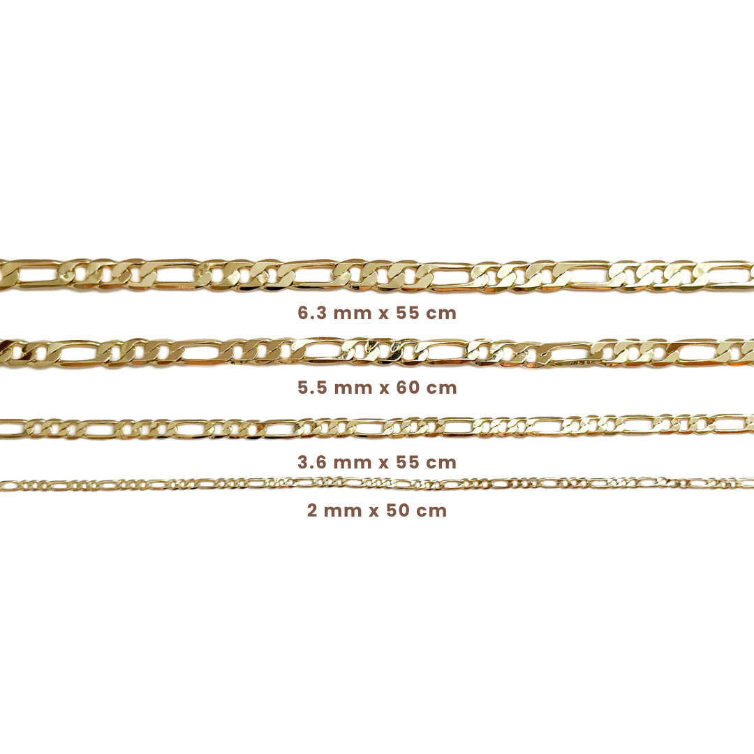 CADENA ORO LAMINADO 3X1, 2MM X 50CM