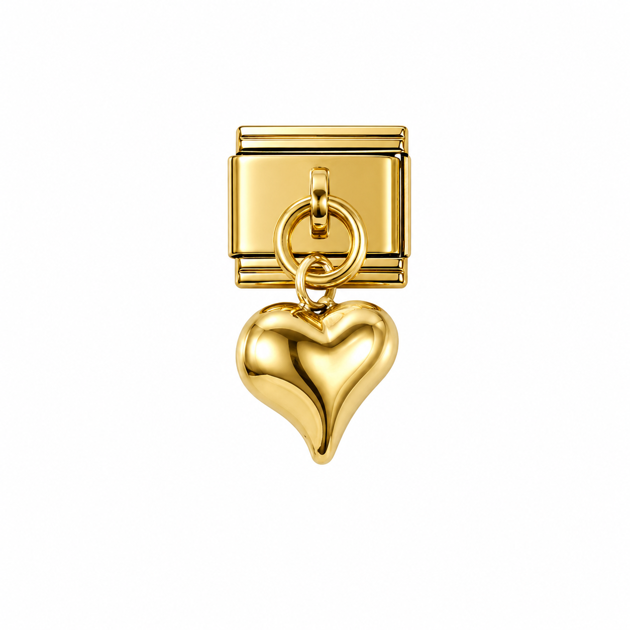 CHARM ACERO INOXIDABLE CORAZON INFLADO EN DORADO