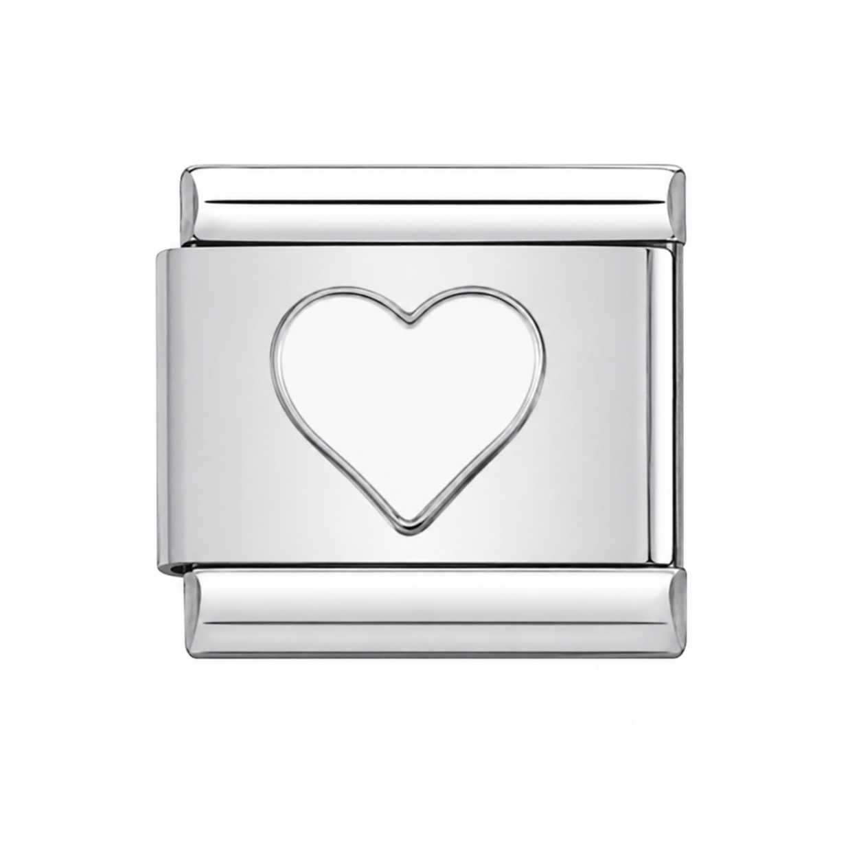 CHARM ACERO INOXIDABLE CORAZON BLANCO