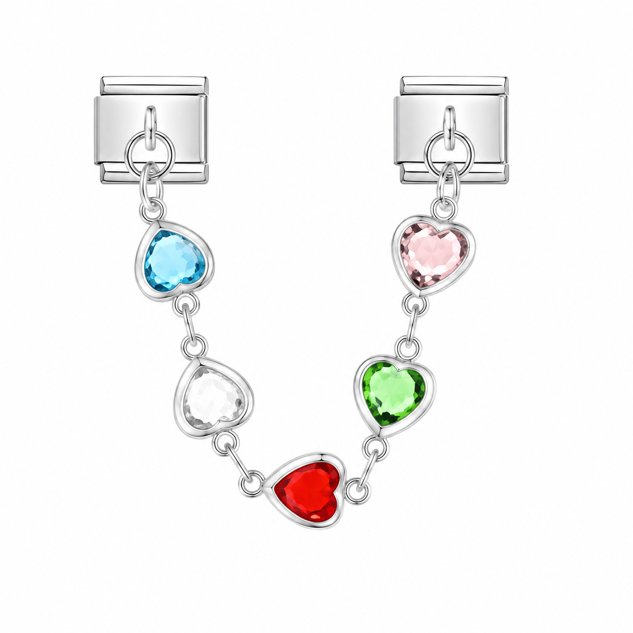 CHARM ACERO INOXIDABLE CADENA CON CORAZONES