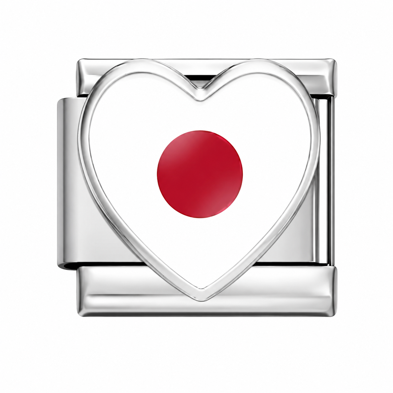 CHARM ACERO INOXIDABLE BANDERA JAPON EN CORAZON EN PLATEADO
