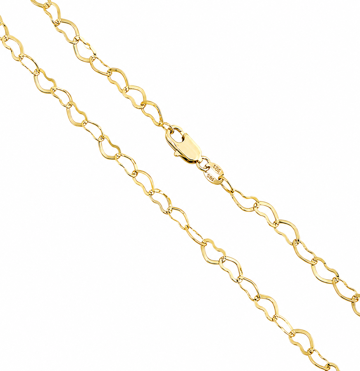 CADENA ORO LAMINADO CORAZONES 3.5 MM X 45 CM