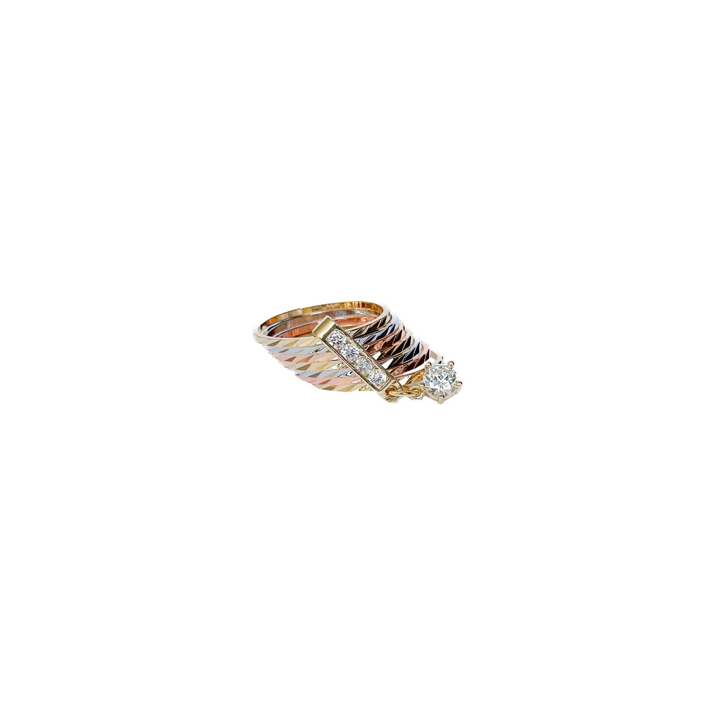 ANILLO ORO LAMINADO SEMANARIO PIEDRA CIRCULAR COLGANTE
