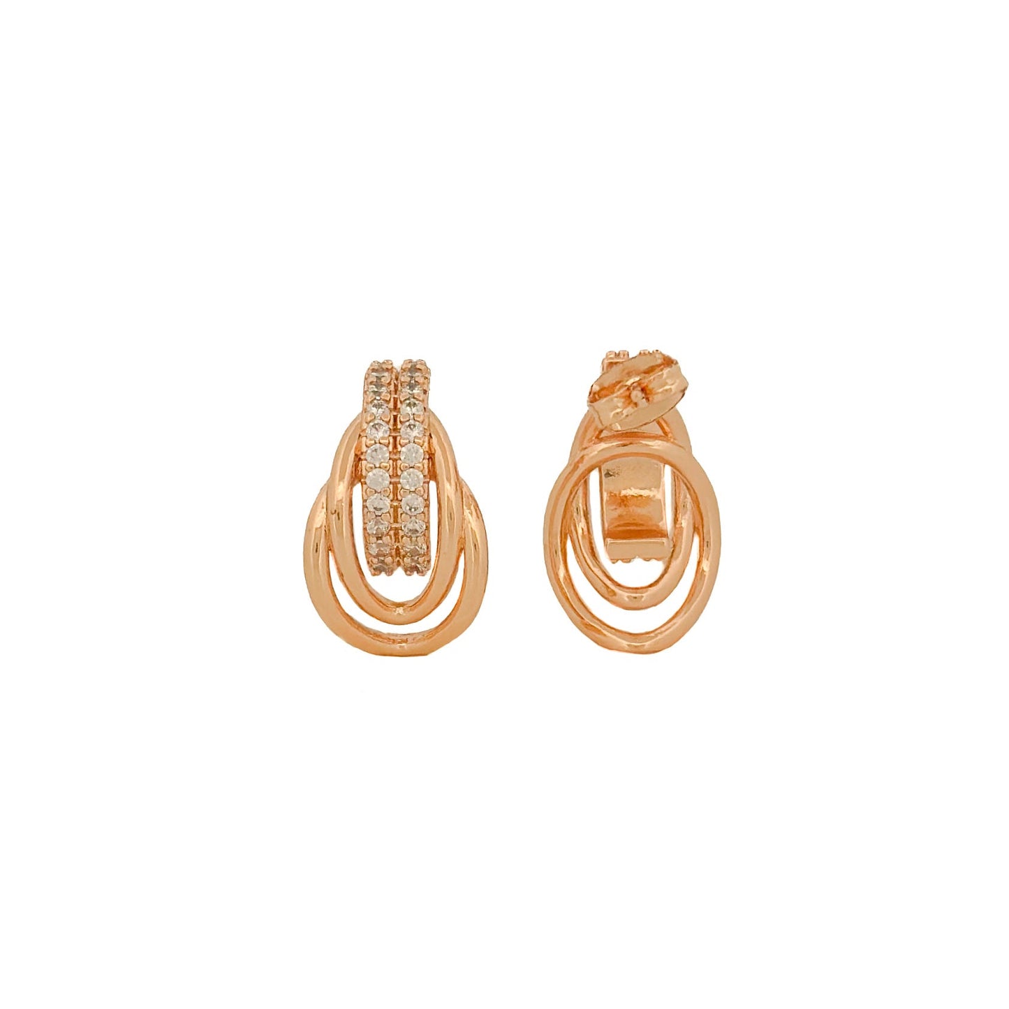 ARETE ORO LAMINADO CONTRONO HOJAS CON PIEDRAS 18k