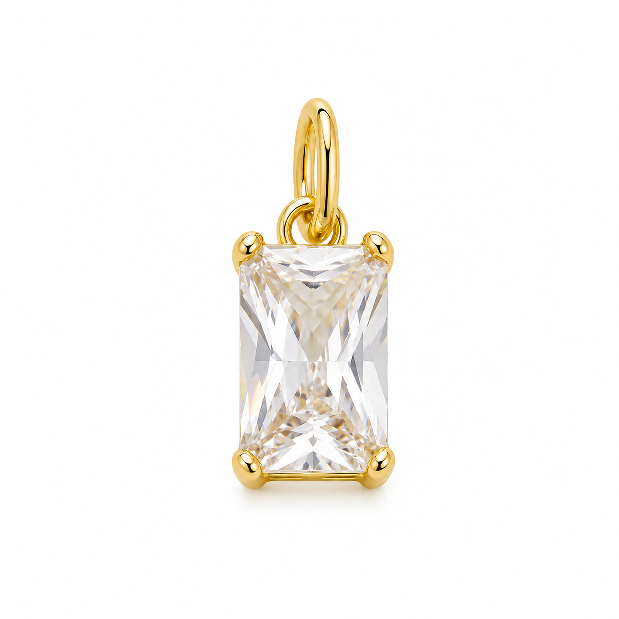 DIJE ORO LAMINADO RECTANGULO CON PIEDRA BLANCA