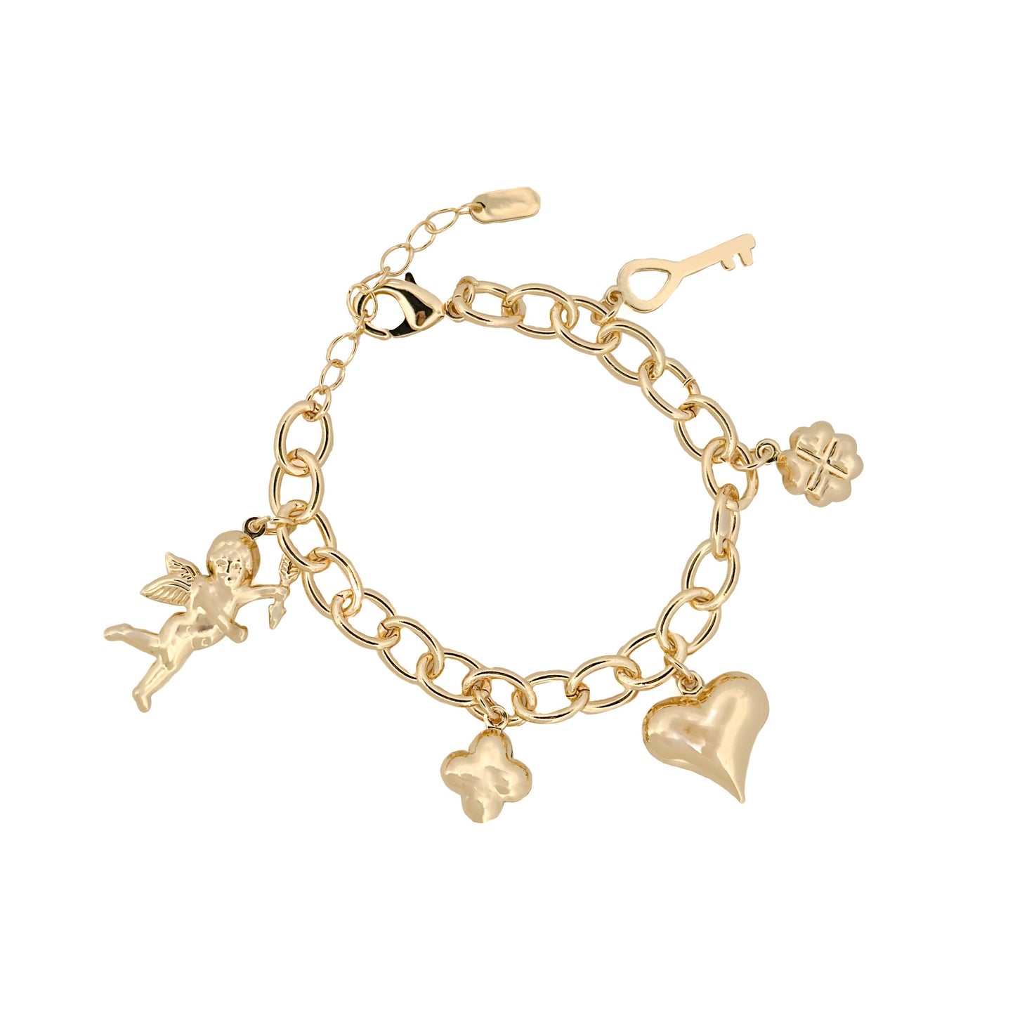 PULSO ORO LAMINADO CHARMS INFLADOS COLGANTES