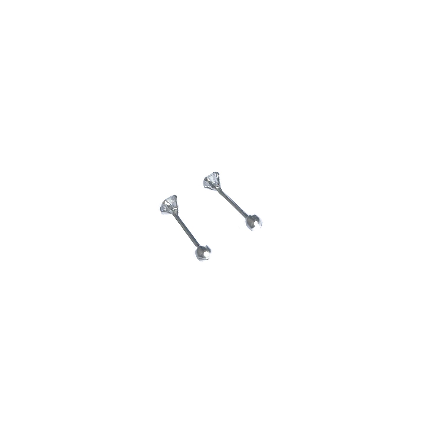 BROQUEL PLATA .925 PIEDRA BLANCA 3MM
