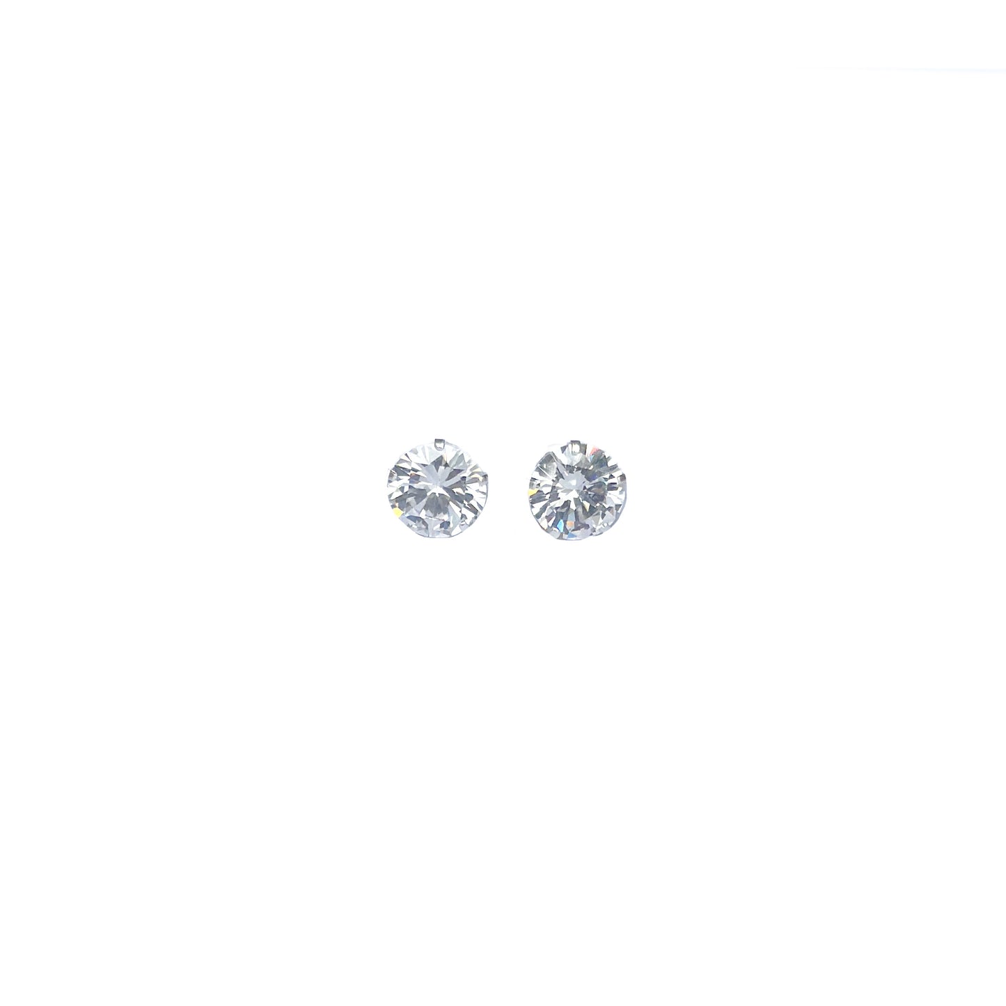 BROQUEL PLATA .925 PIEDRA BLANCA 8MM