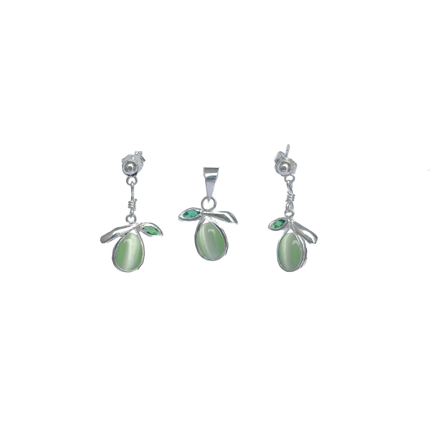 JUEGO PLATA .925 LIMA VERDE