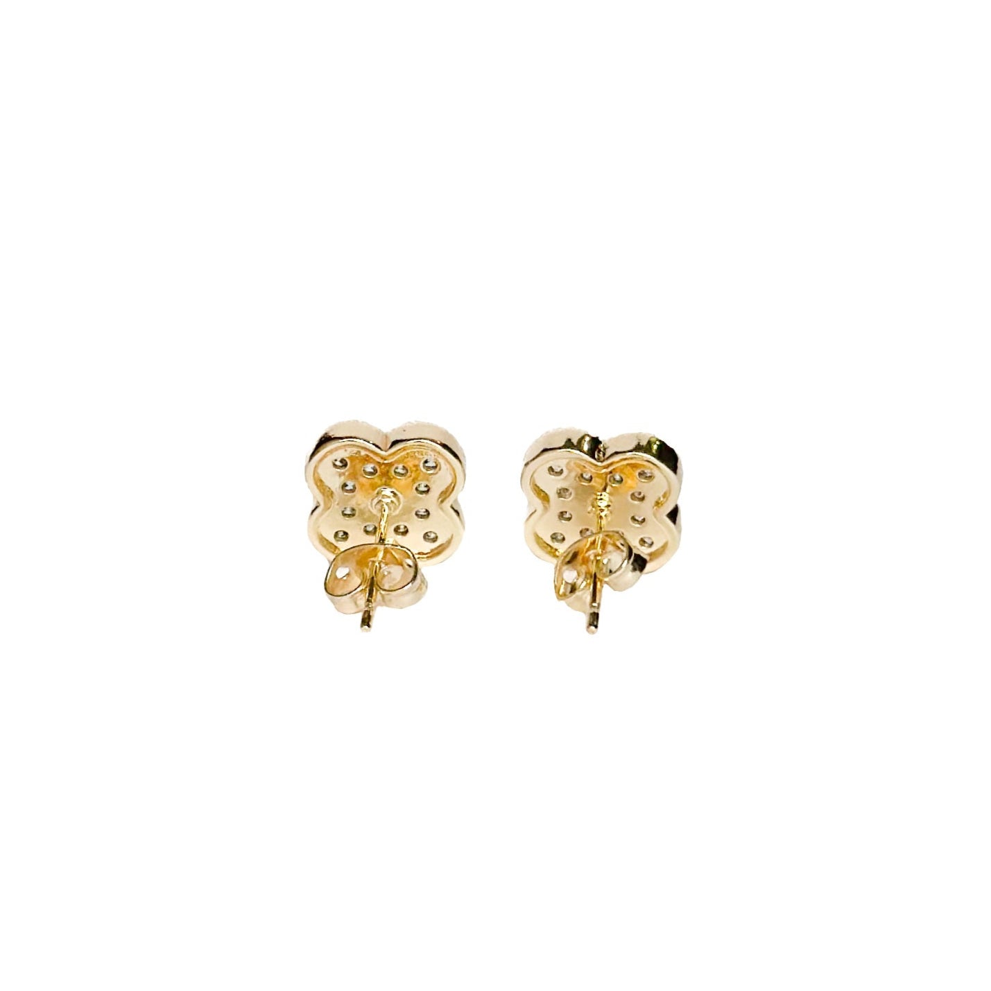 ARETE ORO LAMINADO TREBOL PIEDRA BLANCA
