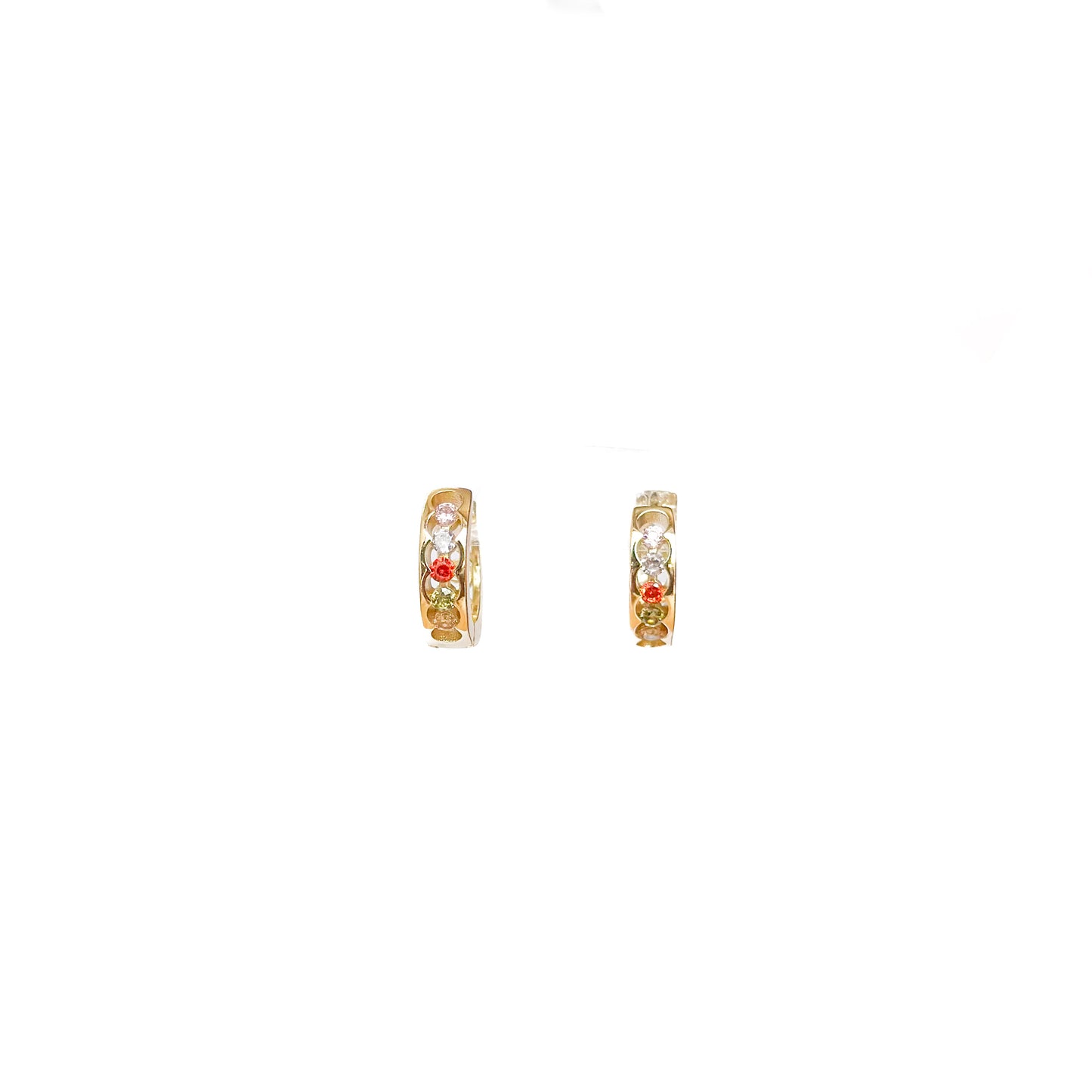 HUGGIES ORO LAMINADO PIEDRAS REDONDAS COLORES