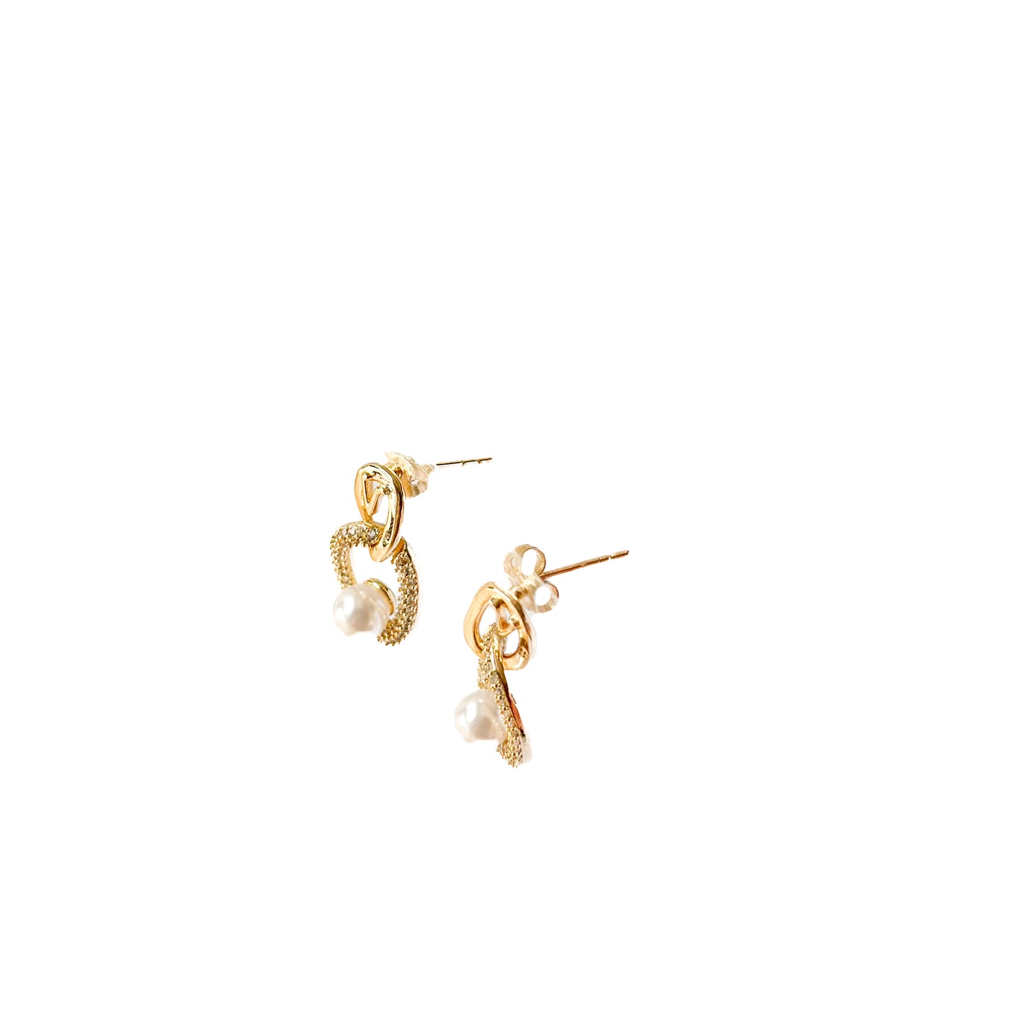 ARETE ORO LAMINADO DOBLE ESLABON CON PERLA