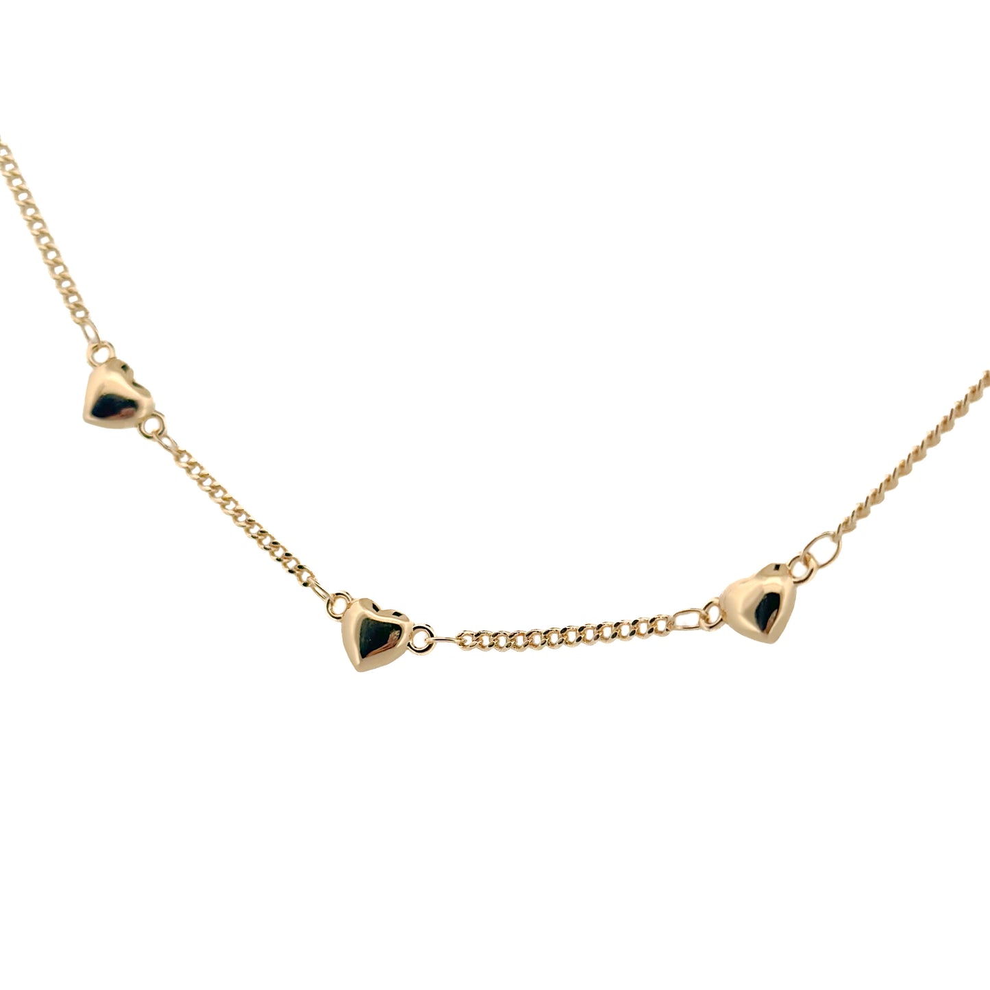 GARGANTILLA ORO LAMINADO CORAZONES INCRUSTADOS