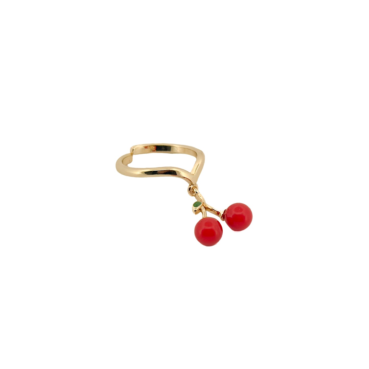 ANILLO ORO LAMINADO CEREZAS COLGANTES AJUSTABLE