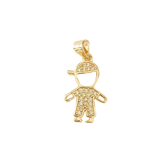 DIJE ORO LAMINADO NIÑO PIEDRAS BLANCAS