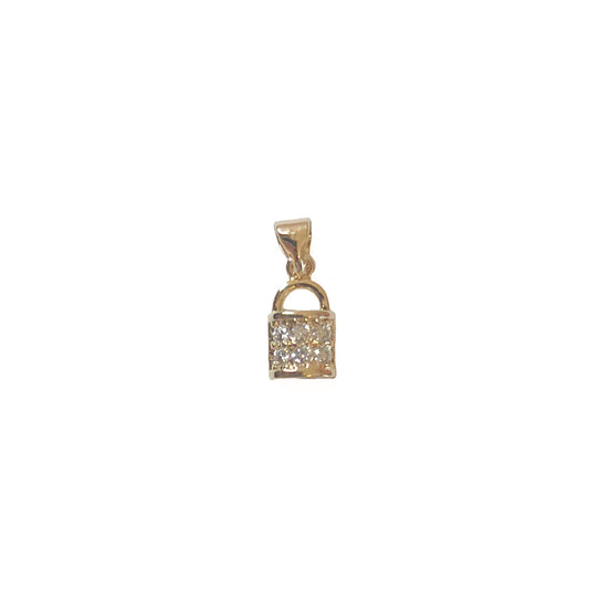 DIJE ORO LAMINADO CANDADO PIEDRAS BLANCAS