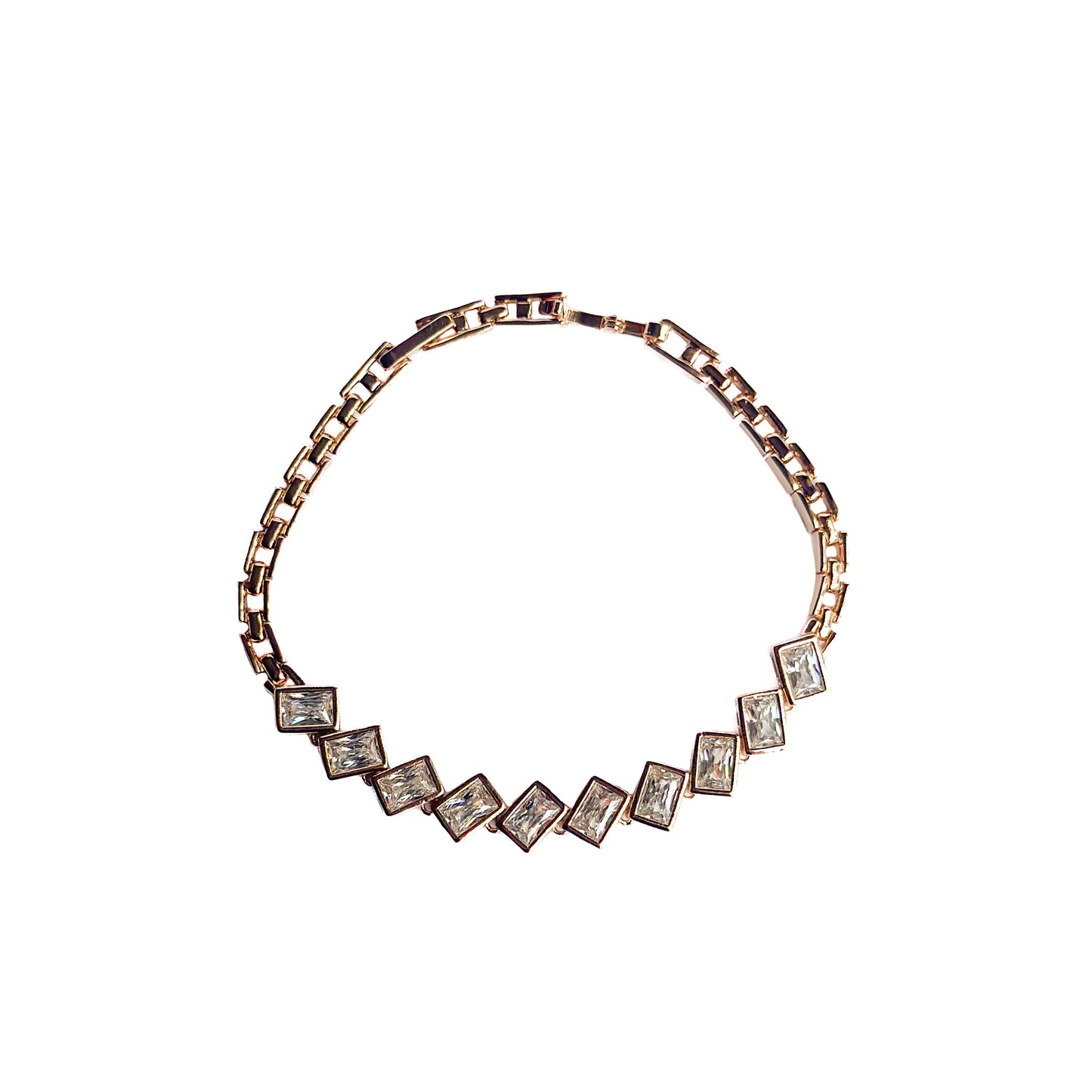 PULSO ORO LAMINADO 18K CON PIEDRAS CUADRADAS BISELADAS