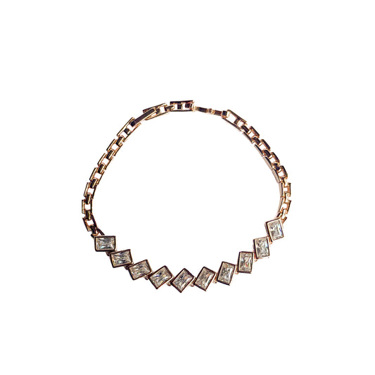 PULSO ORO LAMINADO 18K CON PIEDRAS CUADRADAS BISELADAS