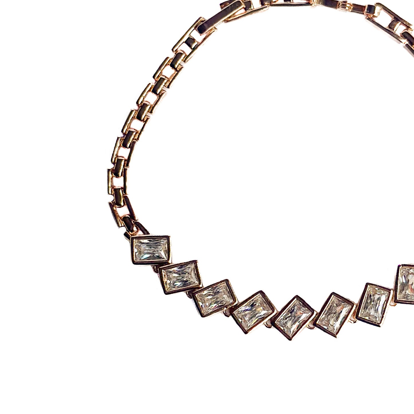 PULSO ORO LAMINADO 18K CON PIEDRAS CUADRADAS BISELADAS