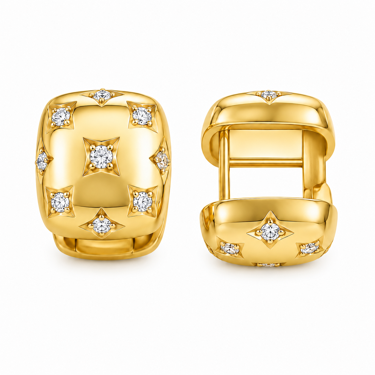 HUGGIES ORO LAMINADO DESTELLOS CON PIEDRAS