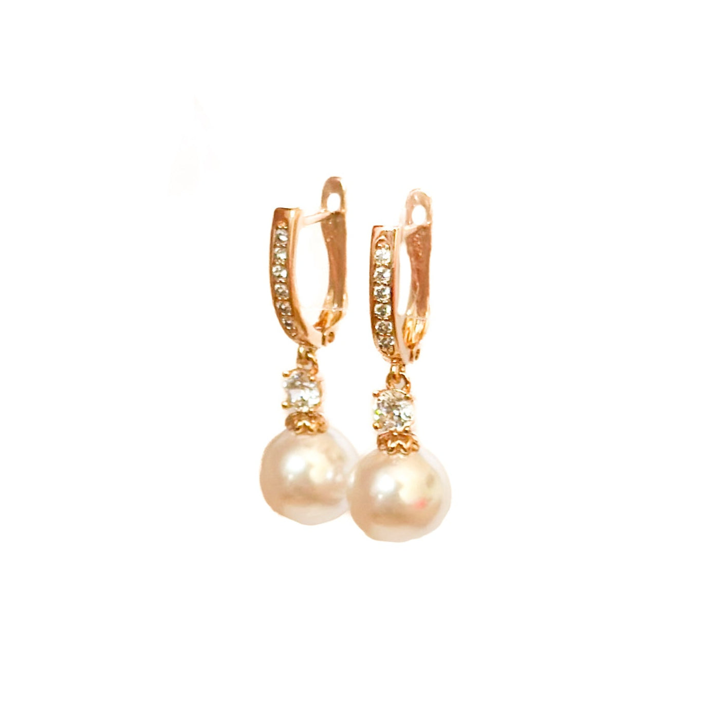 ARETE ORO LAMINADO PIEDRA BLANCA Y PERLA COLGANTE