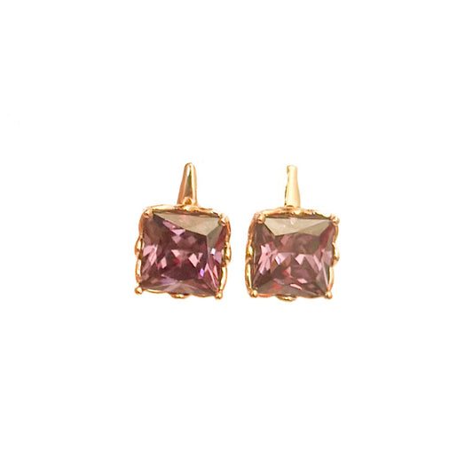 ARETE ORO LAMINADO 18K PIEDRA MORADA