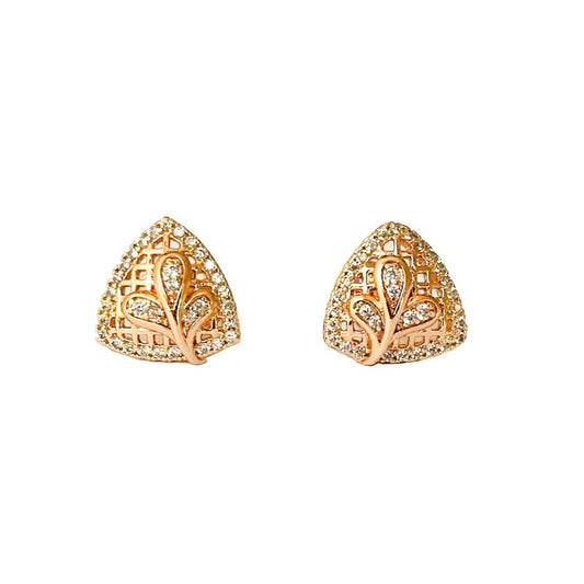 ARETE ORO LAMINADO 18K TRIANGULO CON DISEÑO DE HOJAS