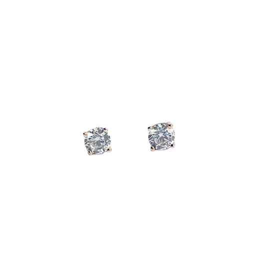 ARETE ORO LAMINADO 18K PIEDRA BLANCA CHICO