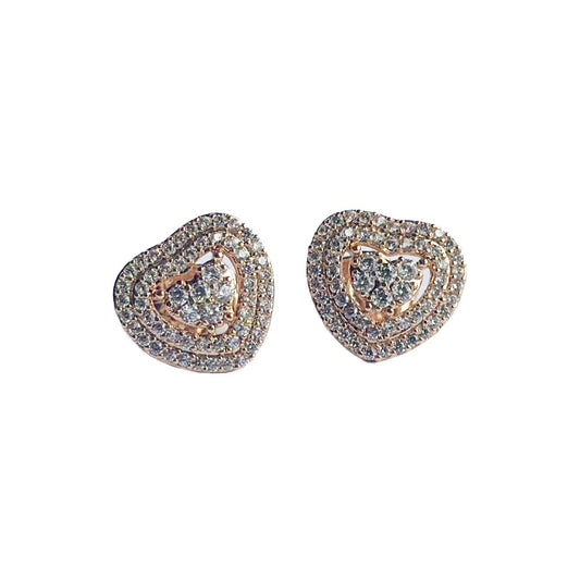 ARETE ORO LAMINADO 18K CORAZON CON PIEDRAS