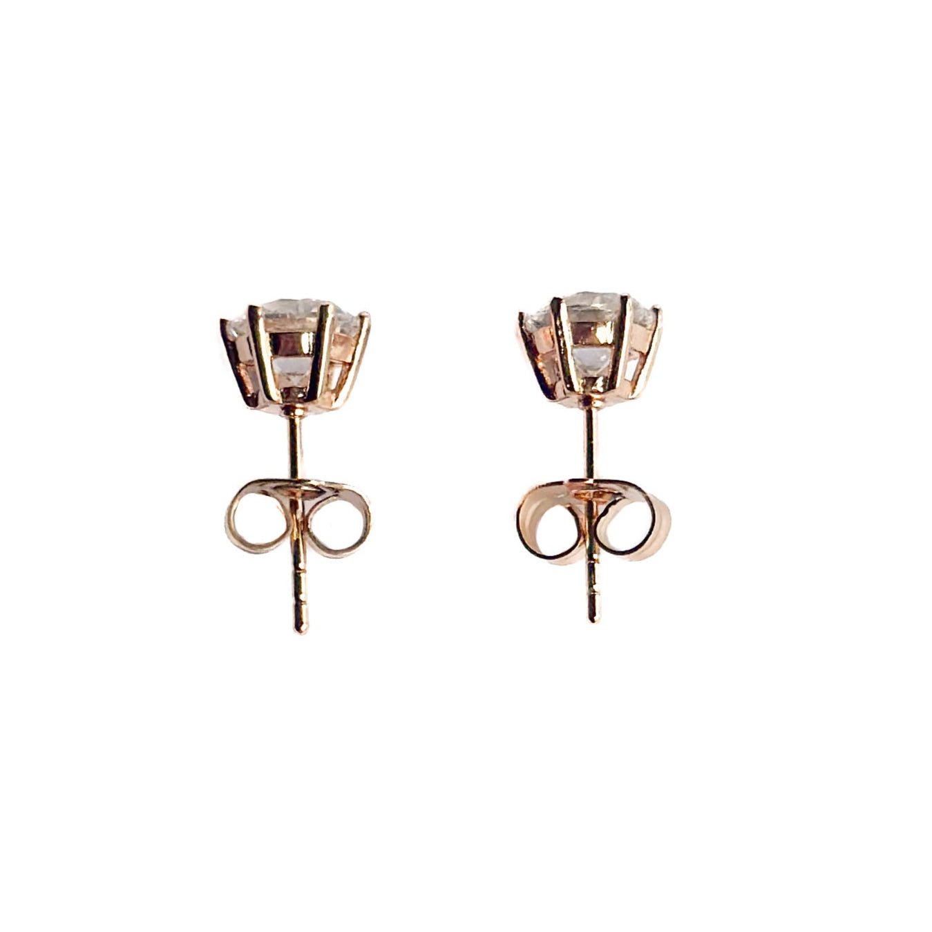 ARETE ORO LAMINADO 18K PIEDRA BLANCA MEDIANO