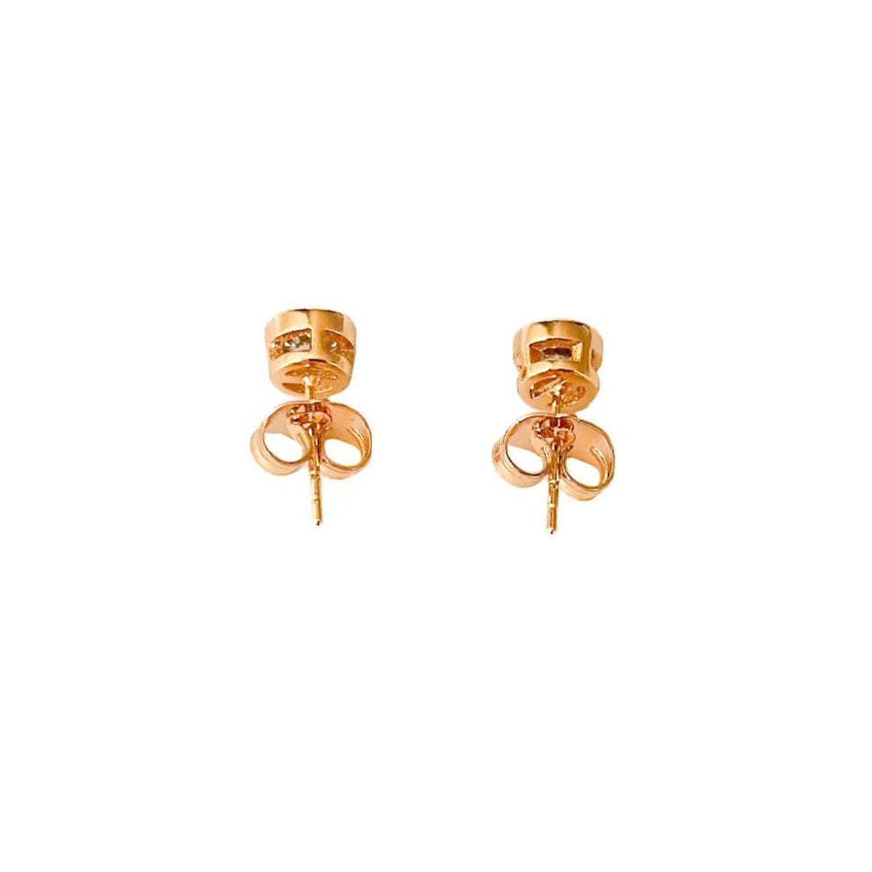 ARETE ORO LAMINADO 18K PIEDRA BLANCA CON BISELADO MEDIANO