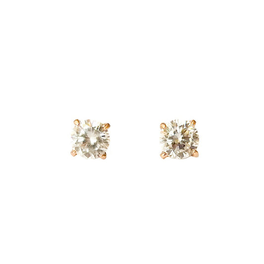 ARETE ORO LAMINADO 18K PIEDRA CIRCULAR BLANCA MEDIANO
