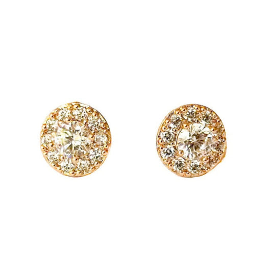 ARETE ORO LAMINADO 18K PIEDRAS BLANCAS