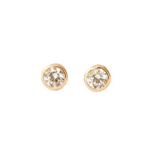 ARETE ORO LAMINADO 18K PIEDRA BLANCA CON BISELADO GRANDE