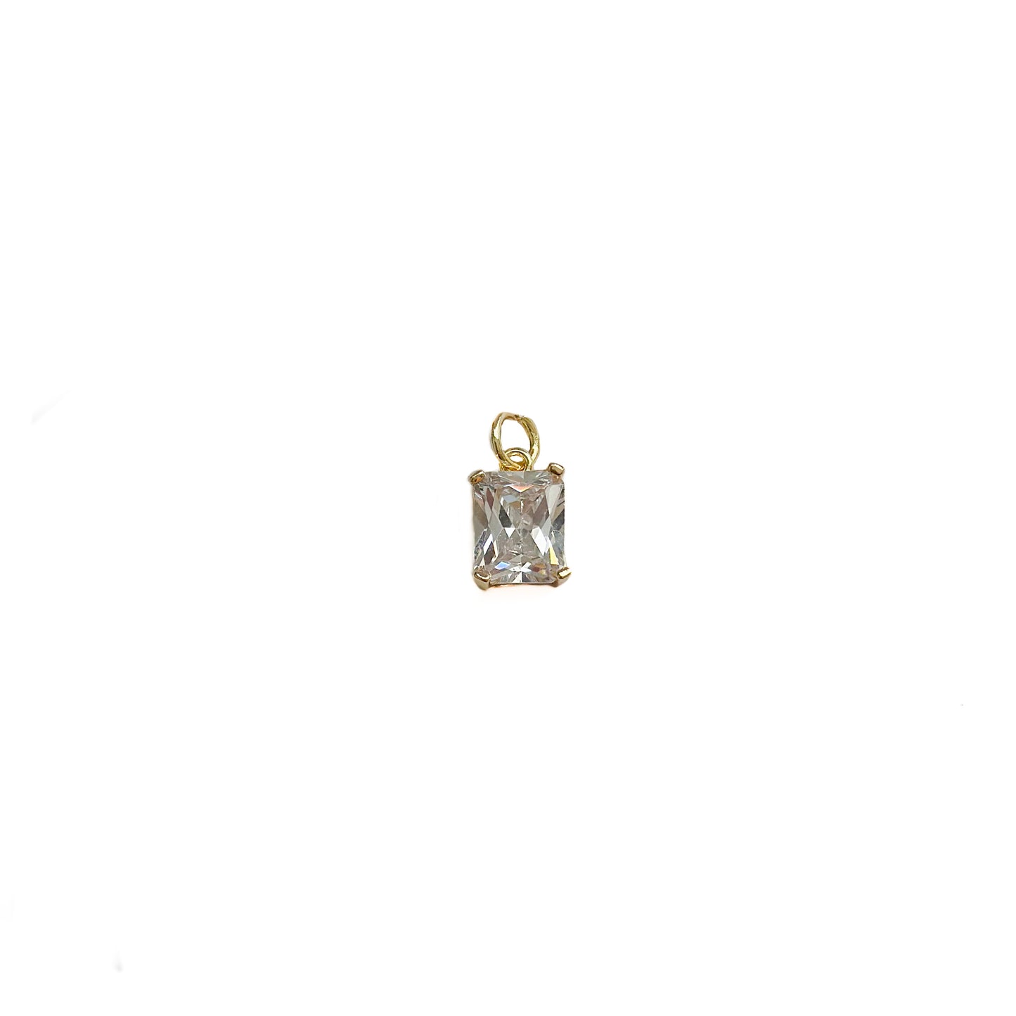 DIJE ORO LAMINADO RECTANGULO CON PIEDRA BLANCA