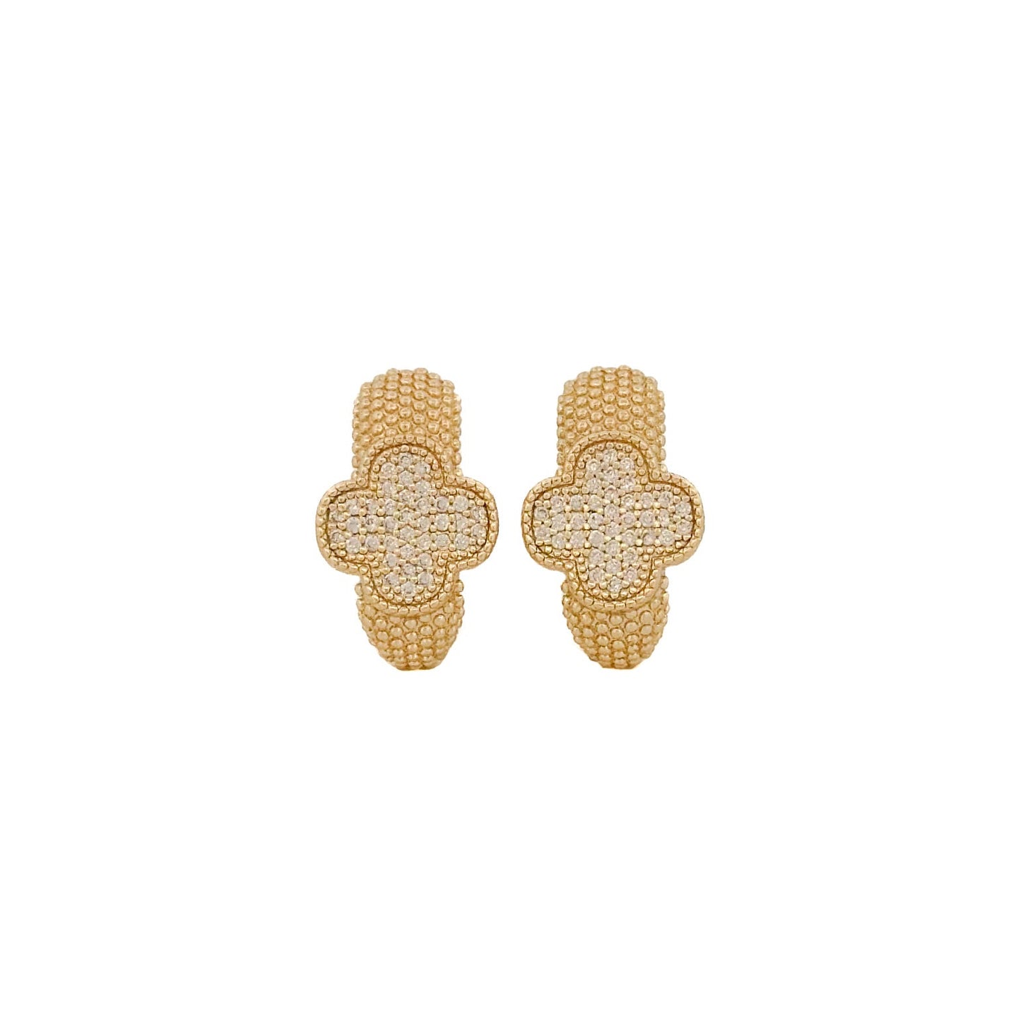 HUGGIE ORO LAMINADO PUNTOS CON TREBOL AL CENTRO