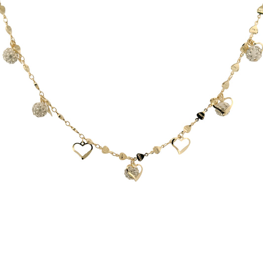 JUEGO ORO LAMINADO BOLAS DE FUEGO CON CORAZONES