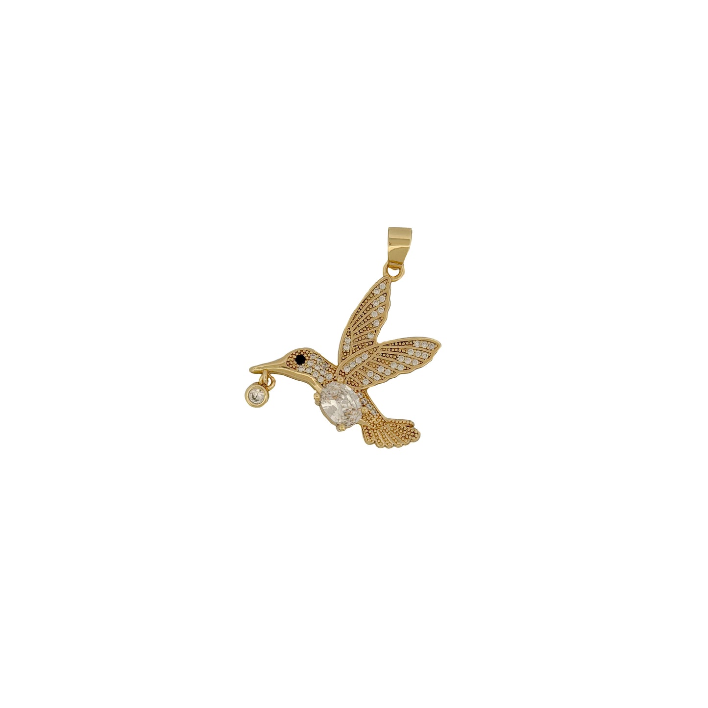 DIJE ORO LAMINADO COLIBRÍ CON PIEDRA Colgante