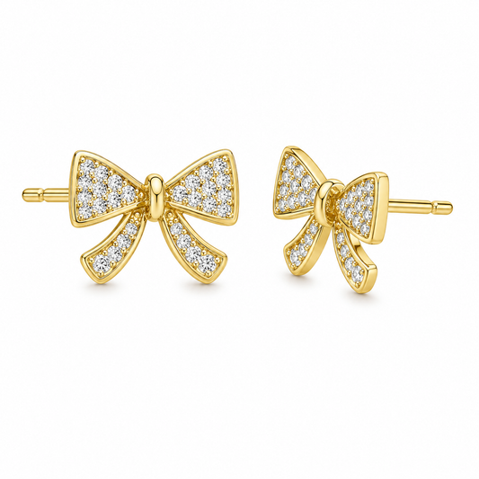 ARETE ORO LAMINADO MOÑO CON PIEDRAS