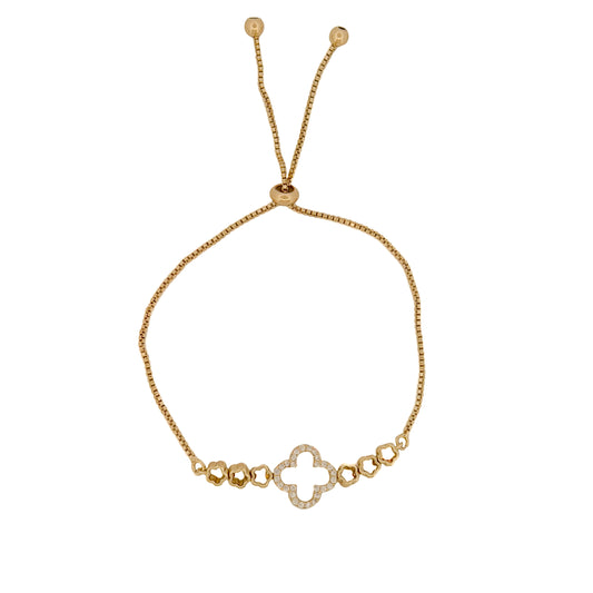 PULSO ORO LAMINADO AJUSTABLE CONTORNO DE TRÉBOL